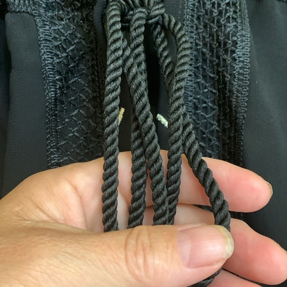 Cato | Black Embroidered Bead Adjustable Tassel Waist Kimono Sheer Tunic Top XS - Picture 14 of 17